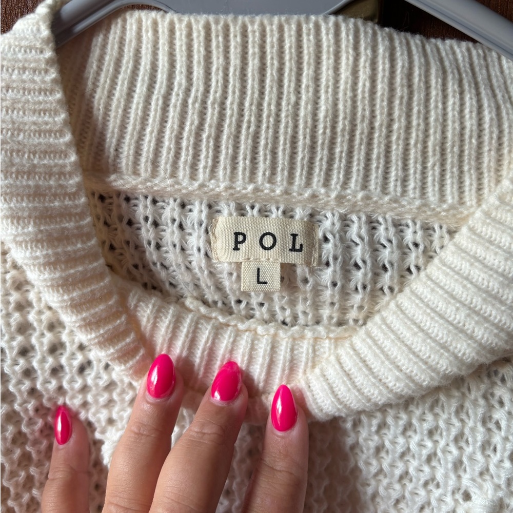 POL Women's Cream Cowl Neck Sweater